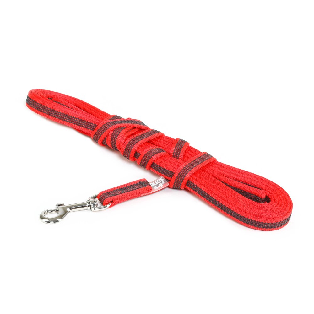 Julius-K9® Anti-Slip nylon/rubber 20mm leiband met handvat RED.